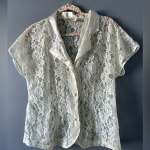 Victoria’s Secret Gold Lace Button Up Top
